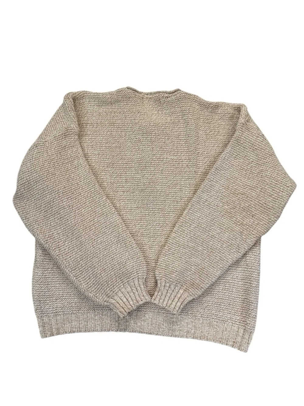Vintage Y2K American Eagle Henley Sweater Tan Cotton USA XL Textured Rolled Neck - Picture 4 of 13